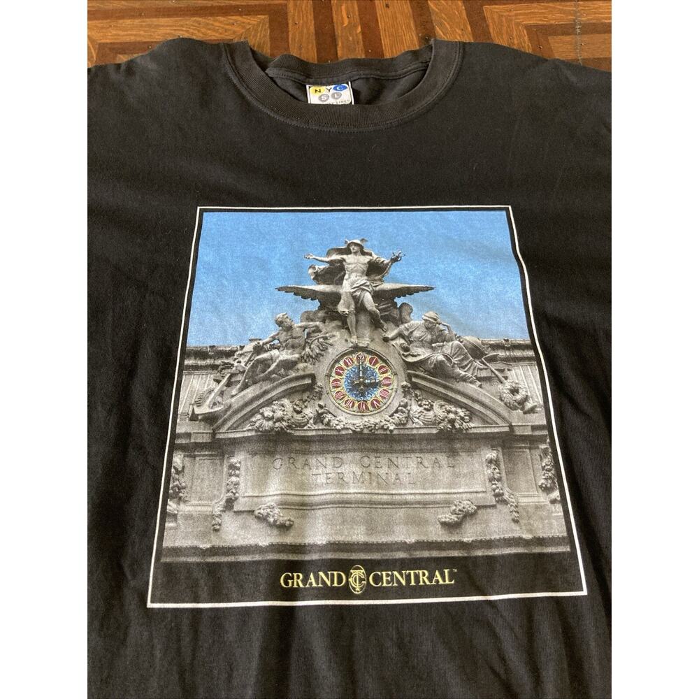 New York City Subway Line Graphic T Shirt NYC Black Grand Central Men’s Large